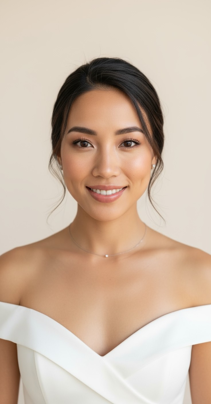 After Loose Low Bun Wedding Hair